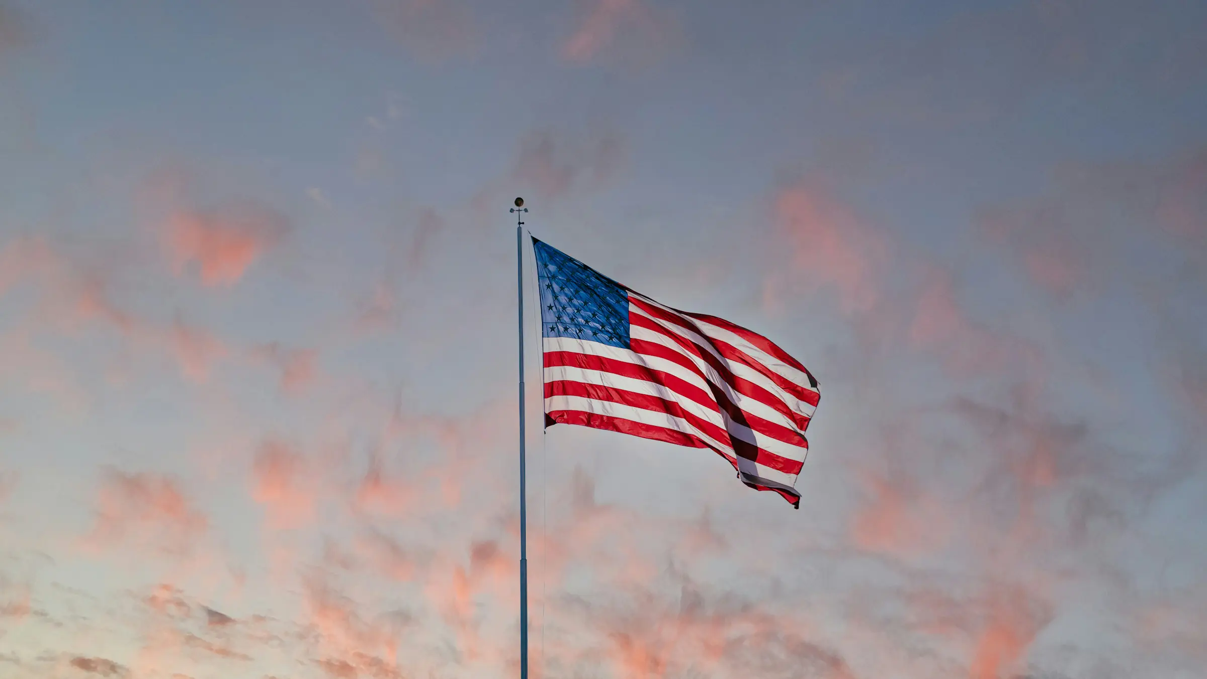 American flag at sunset